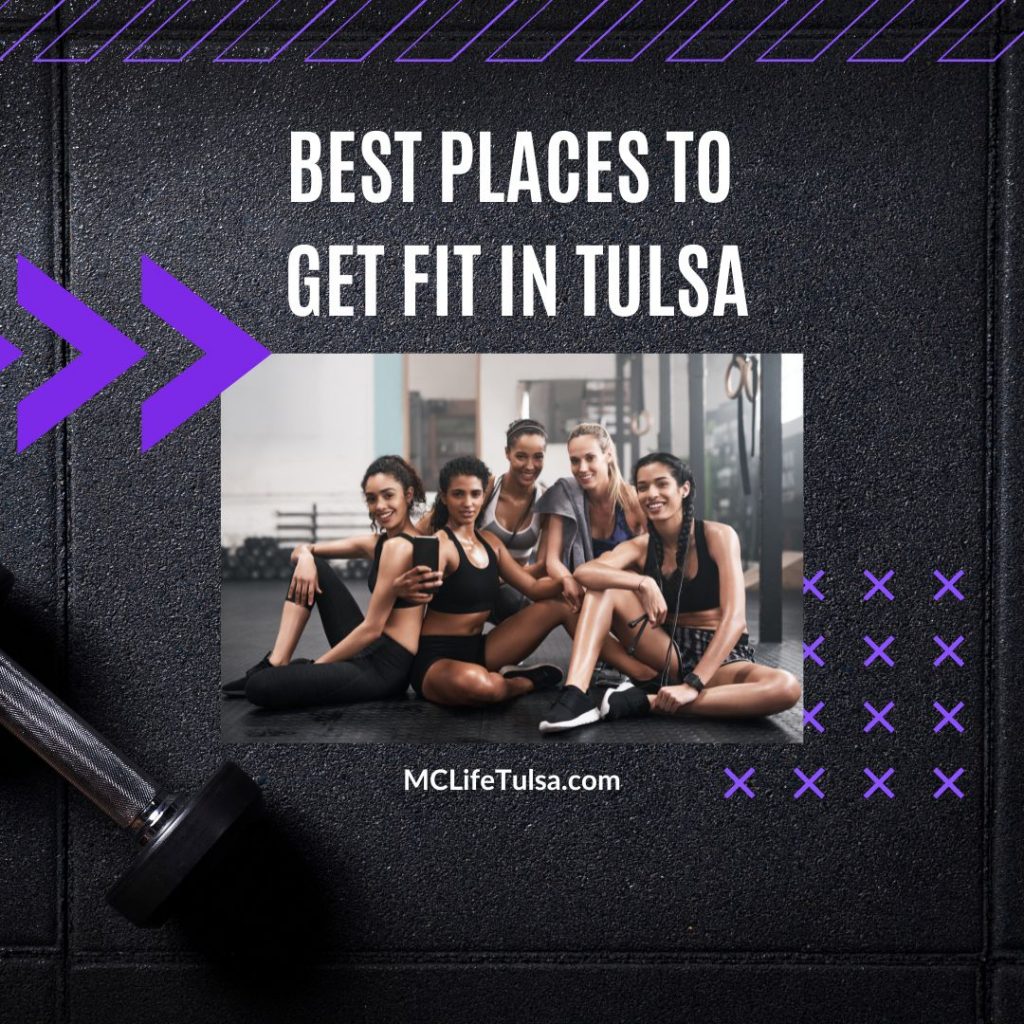 black background looks like gym mat with purple text and image of 5 friends in black and gray workout gear sitting on mats