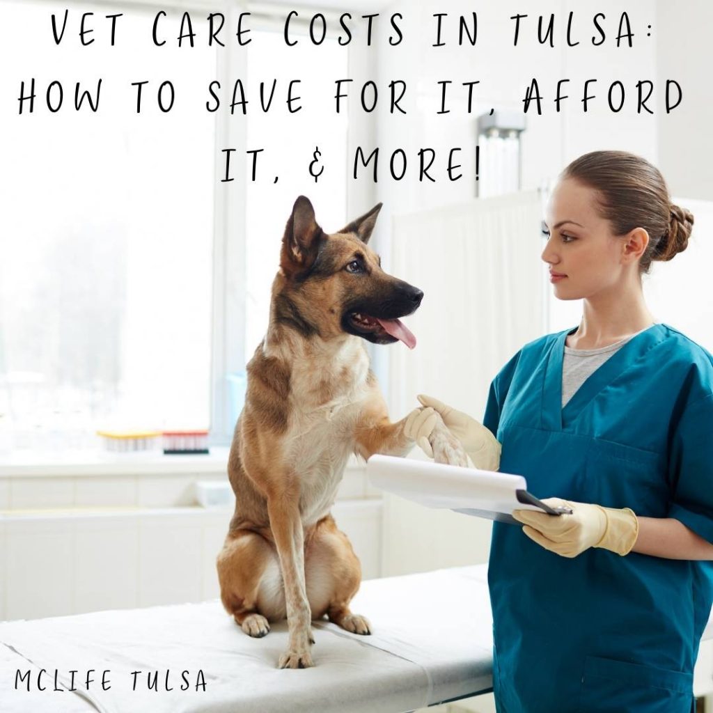 Image of Veterinarian in a clinic holding a dogs paw while also holding a clipboard. The veterinarian is wearing teal scrubs and white examination gloves.