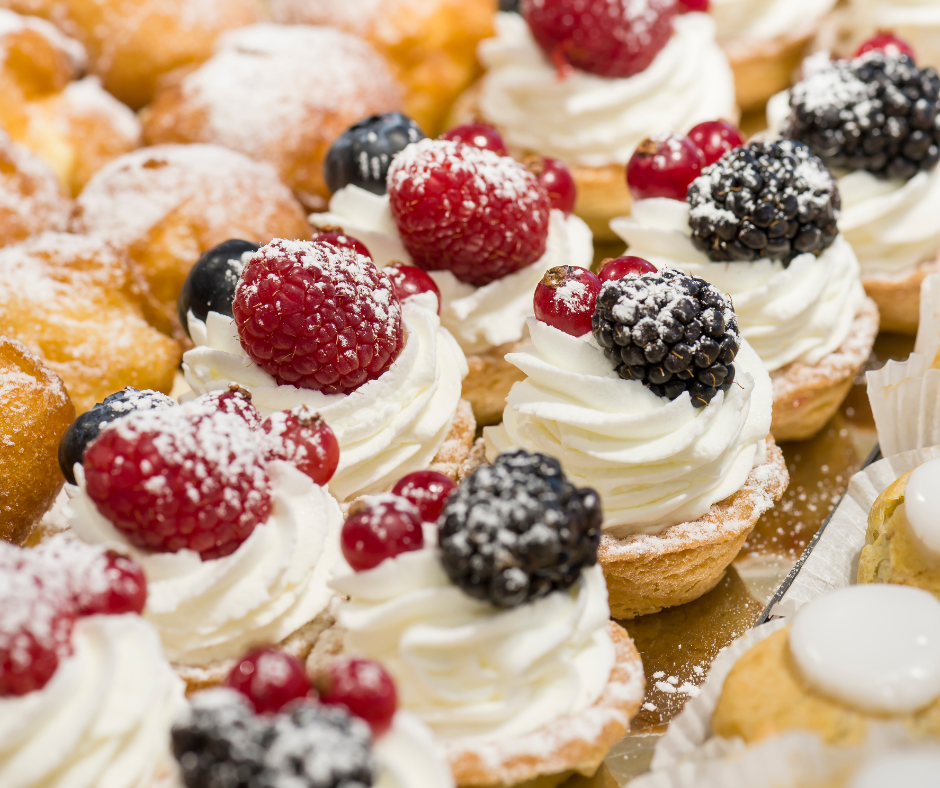 Whipped pastries with berries